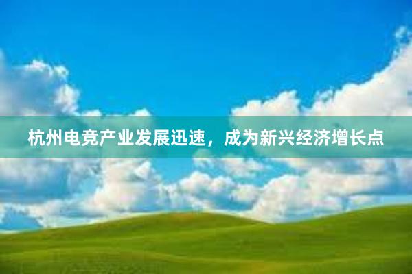 杭州电竞产业发展迅速，成为新兴经济增长点